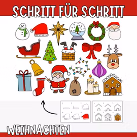 Weihnachten - 20 Motive Schritt für Schritt zeichnen