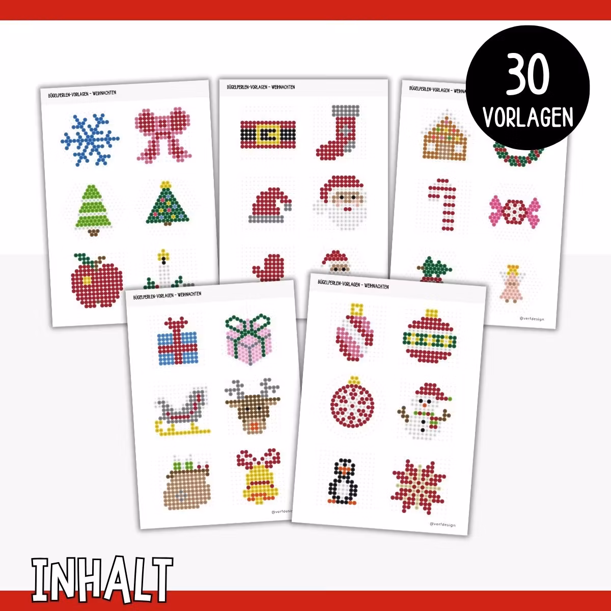 30 Perlenvorlagen - Weihnachten-Bügelperlen
