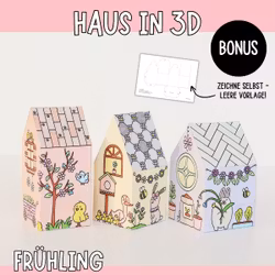 Frühlingsbasteln - Häuser in 3D