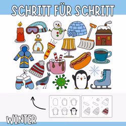 Wintermotive Schritt für Schritt zeichnen - 20 Vorlagen