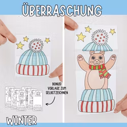 Winterbasteln für Kinder - Aufklappbare Mützen