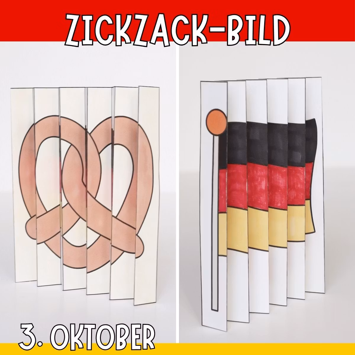 Nationaltagsbasteln - Zickzack-Bilder (Agamograph)