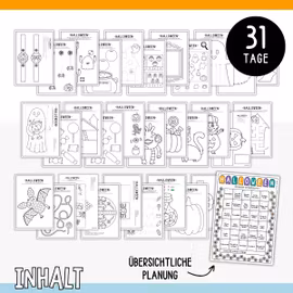 Halloween-Bastelkalender – Extra leicht (31 Bastelvorlagen)
