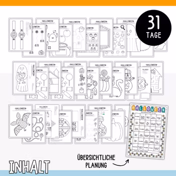 Halloween-Bastelkalender – Extra leicht (31 Bastelvorlagen)