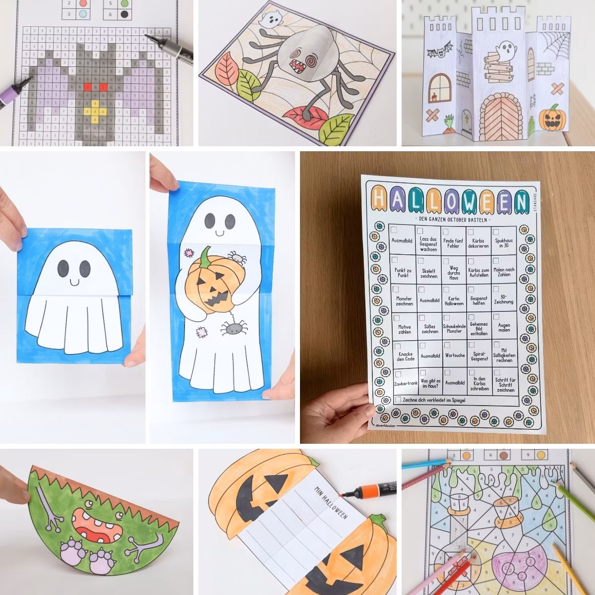 Halloween-Bastelkalender - Standard (31 Bastelvorlagen)
