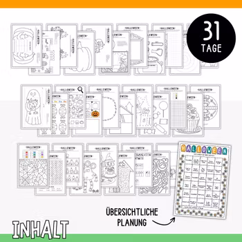 Halloween-Bastelkalender - Standard (31 Bastelvorlagen)