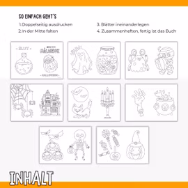 Halloween-Malbuch - 16 Ausmalbilder zum Ausdrucken