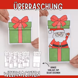 Weihnachtsbasteln für Kinder - Aufklappbare Geschenke