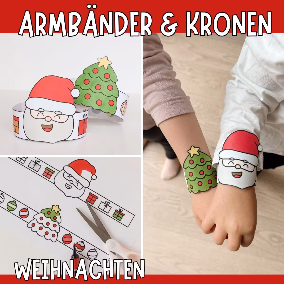 Weihnachtsbasteln für Kinder - Armbänder & Kronen