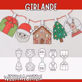 Weihnachtsbasteln zum Ausdrucken – Girlande