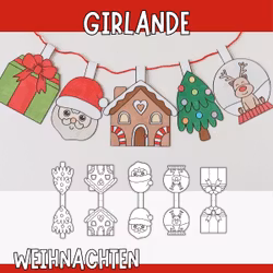 Weihnachtsbasteln zum Ausdrucken – Girlande