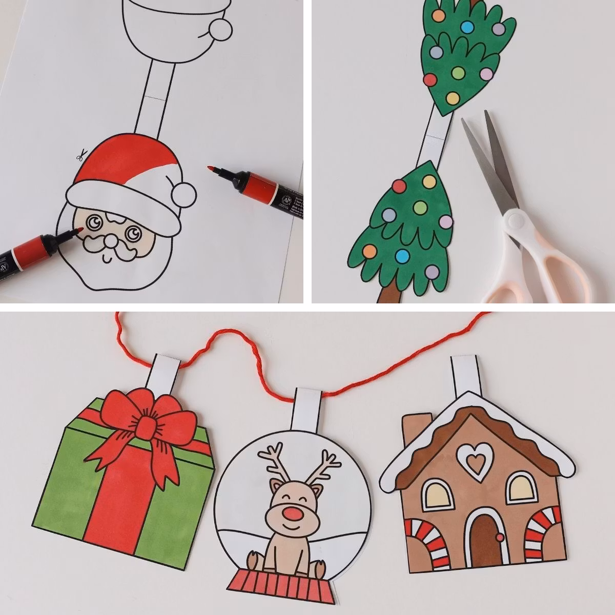 Weihnachtsbasteln zum Ausdrucken – Girlande