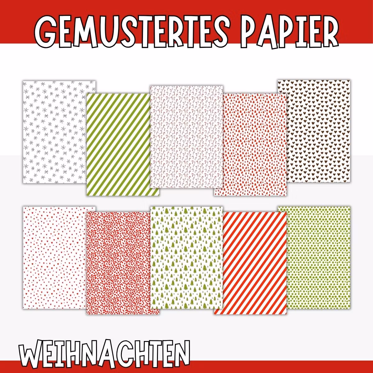 Weihnachtliches Bastelpapier zum Ausdrucken