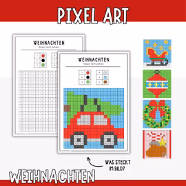 Pixelbilder Weihnachten - Bastelvorlagen für Kinder