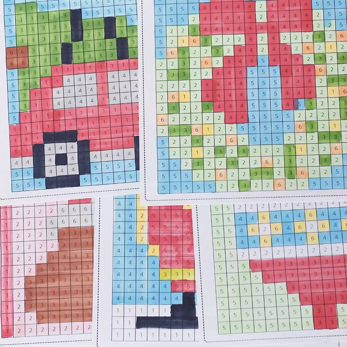 Pixelbilder Weihnachten - Bastelvorlagen für Kinder