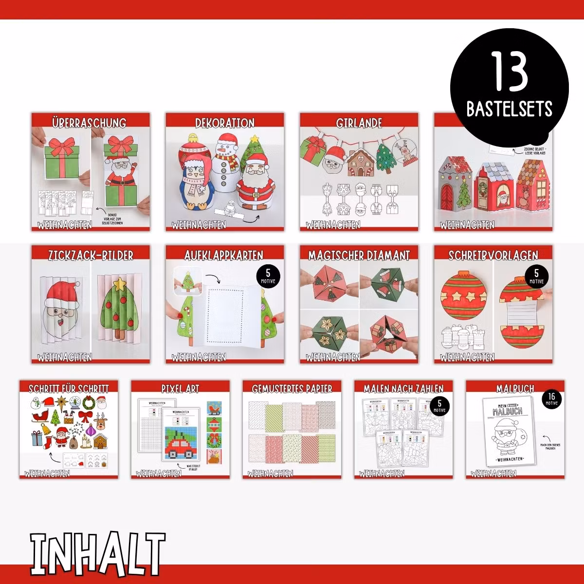 Weihnachtsbasteln - Das ultimative Bastelpaket zum Ausdrucken