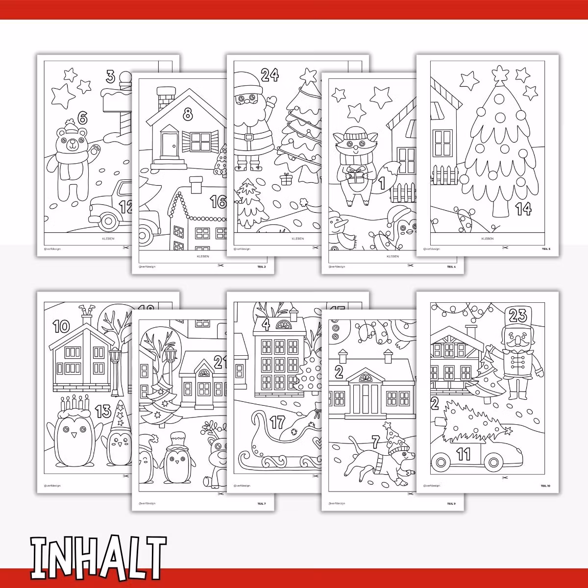 Großes Ausmalbild - Adventskalender zum Ausdrucken