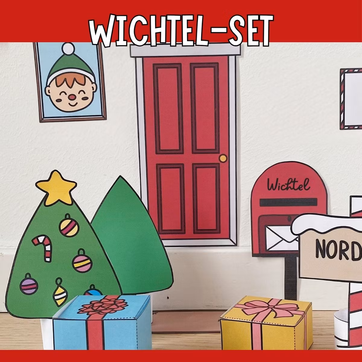 Wichtel-Set mit Tür und Zubehör - Bastelvorlagen zum Ausdrucken
