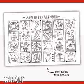 Adventskalender zum Ausmalen - Jeden Tag ein Motiv