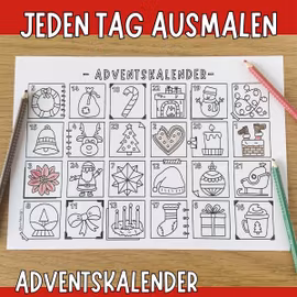 Adventskalender zum Ausmalen - Jeden Tag ein Motiv