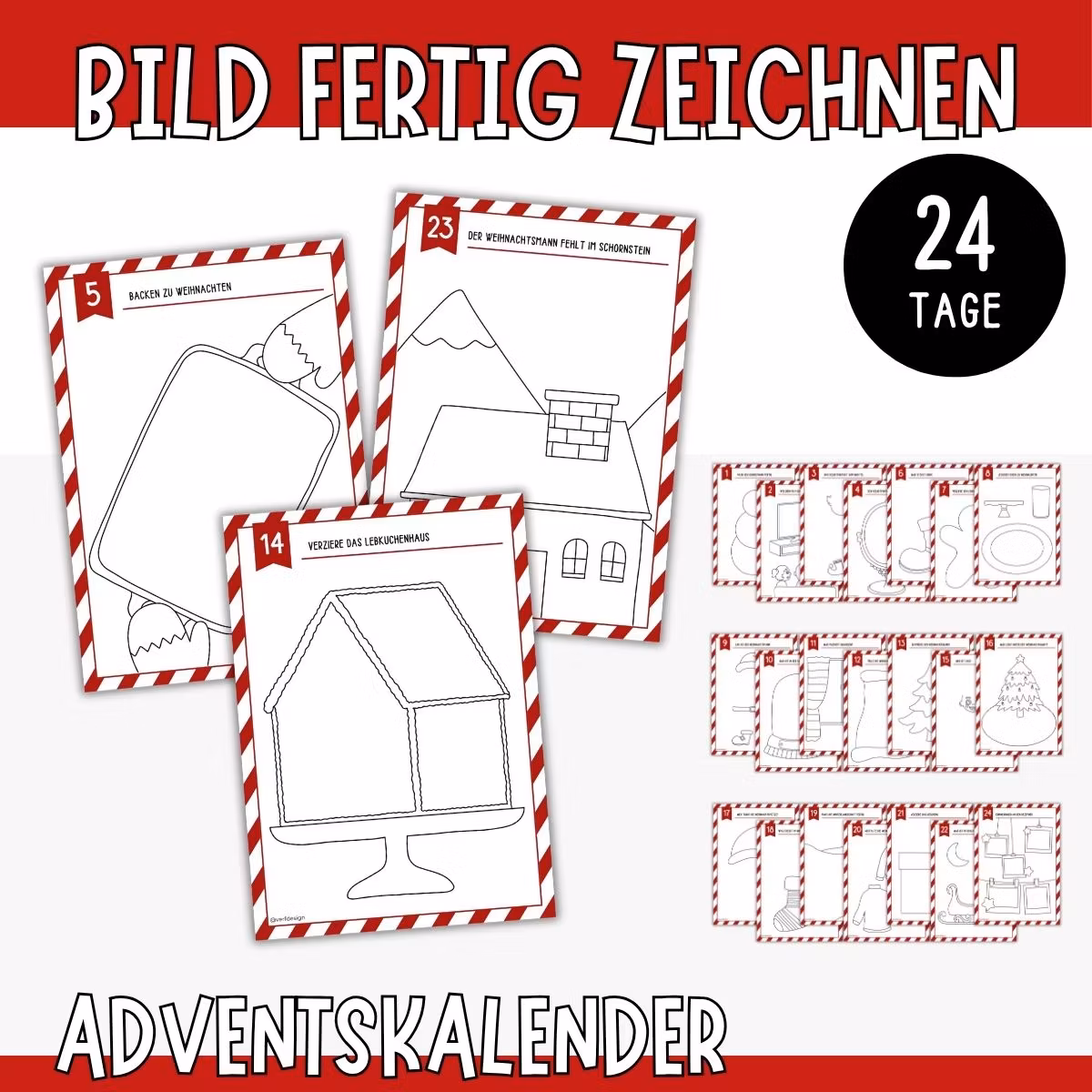 Adventskalender zum Fertigzeichnen - Kreativer Weihnachtskalender