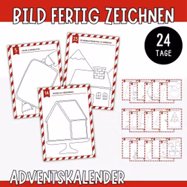 Adventskalender zum Fertigzeichnen - Kreativer Weihnachtskalender
