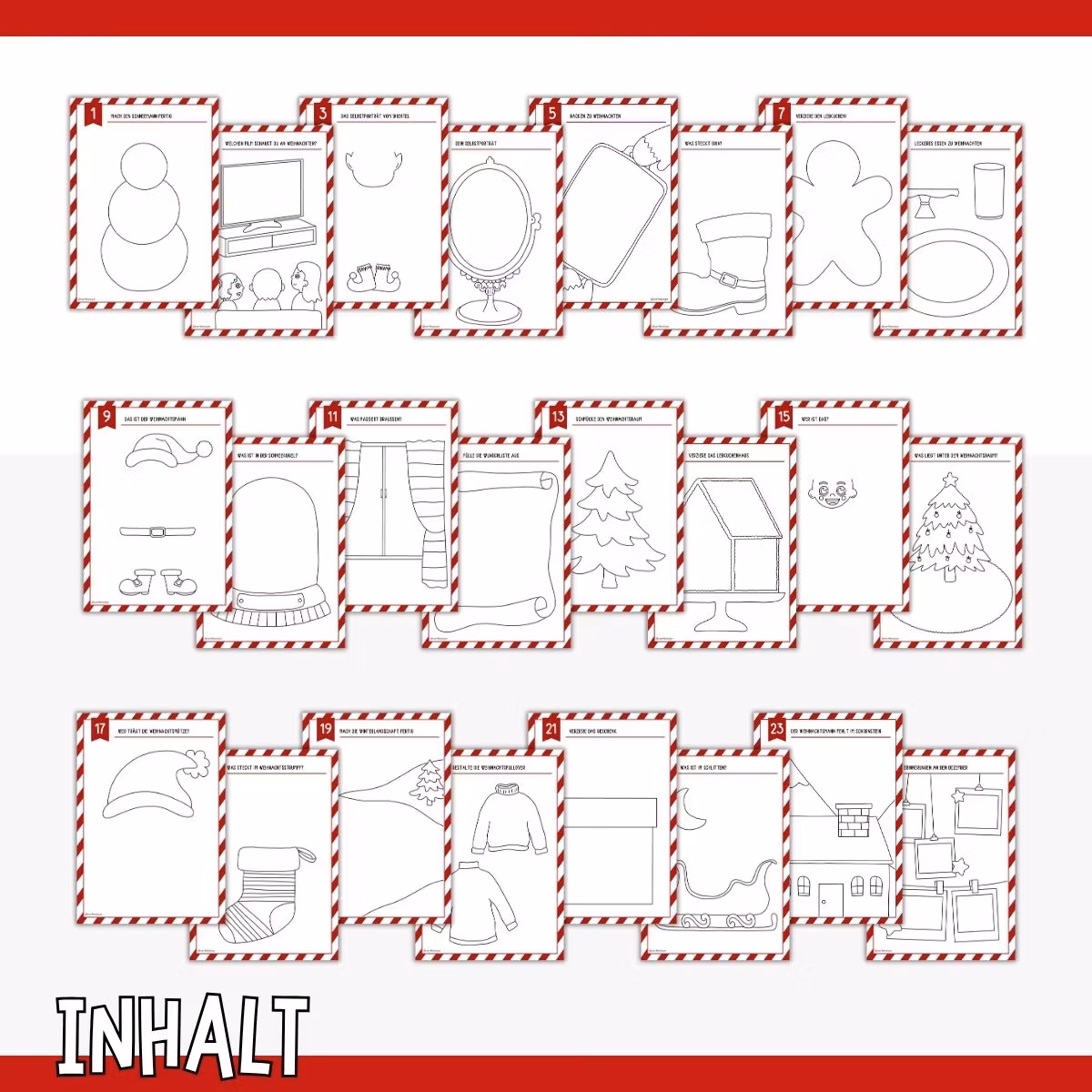 Adventskalender zum Fertigzeichnen - Kreativer Weihnachtskalender