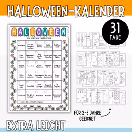 Halloween-Bastelkalender – Extra leicht (31 Bastelvorlagen)
