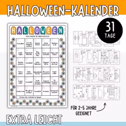 Halloween-Bastelkalender – Extra leicht (31 Bastelvorlagen)