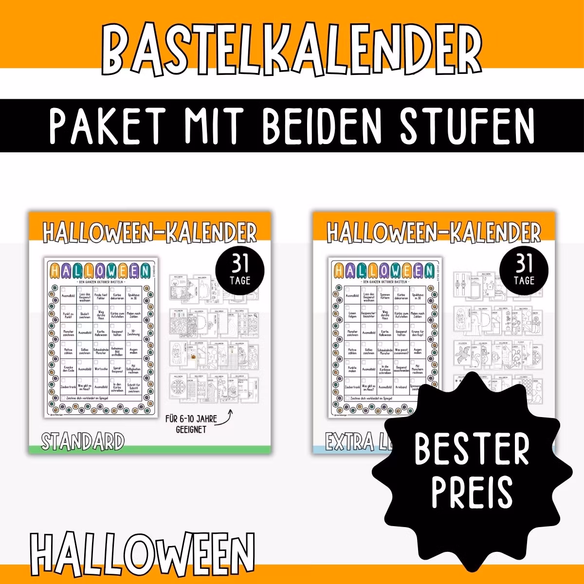 Halloween-Bastelkalender – KOMBI (Standard & Extra leicht)