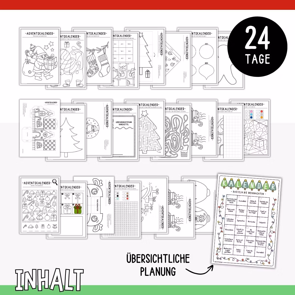 Bastel-Adventskalender - Standard (24 Bastelvorlagen)