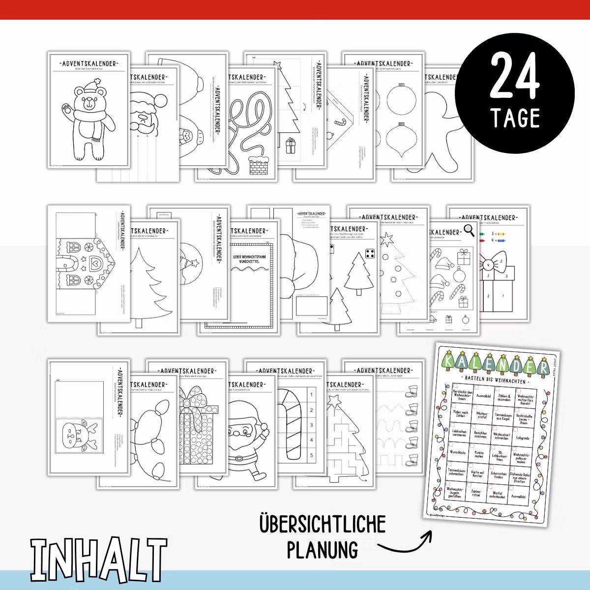 Bastel-Adventskalender - Extra leicht (24 Bastelvorlagen)