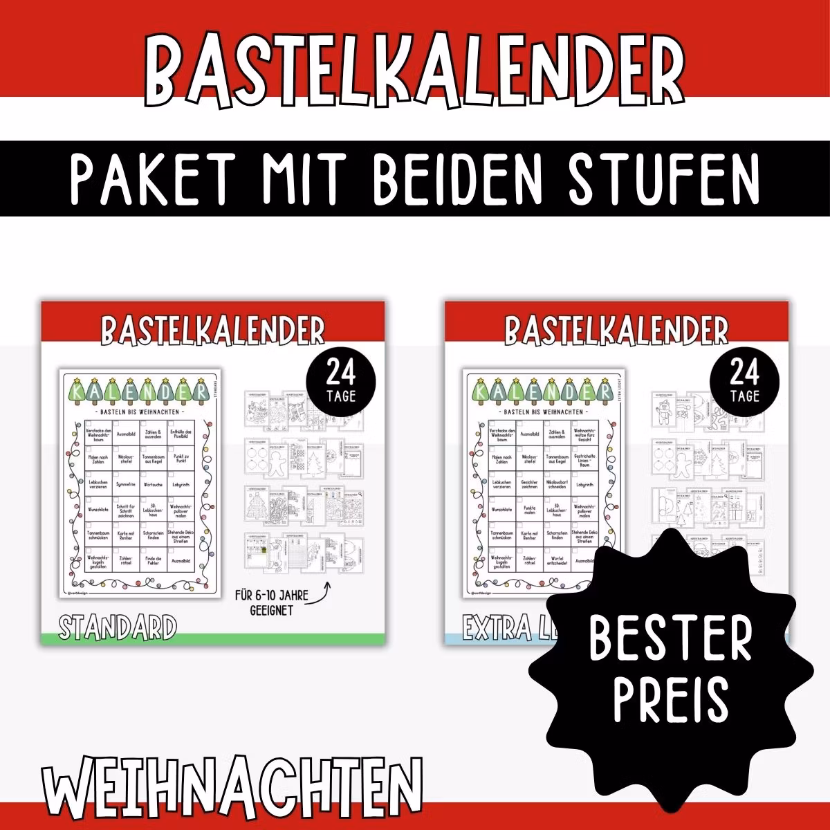 Bastel-Adventskalender - KOMBI (Standard & Extra leicht)