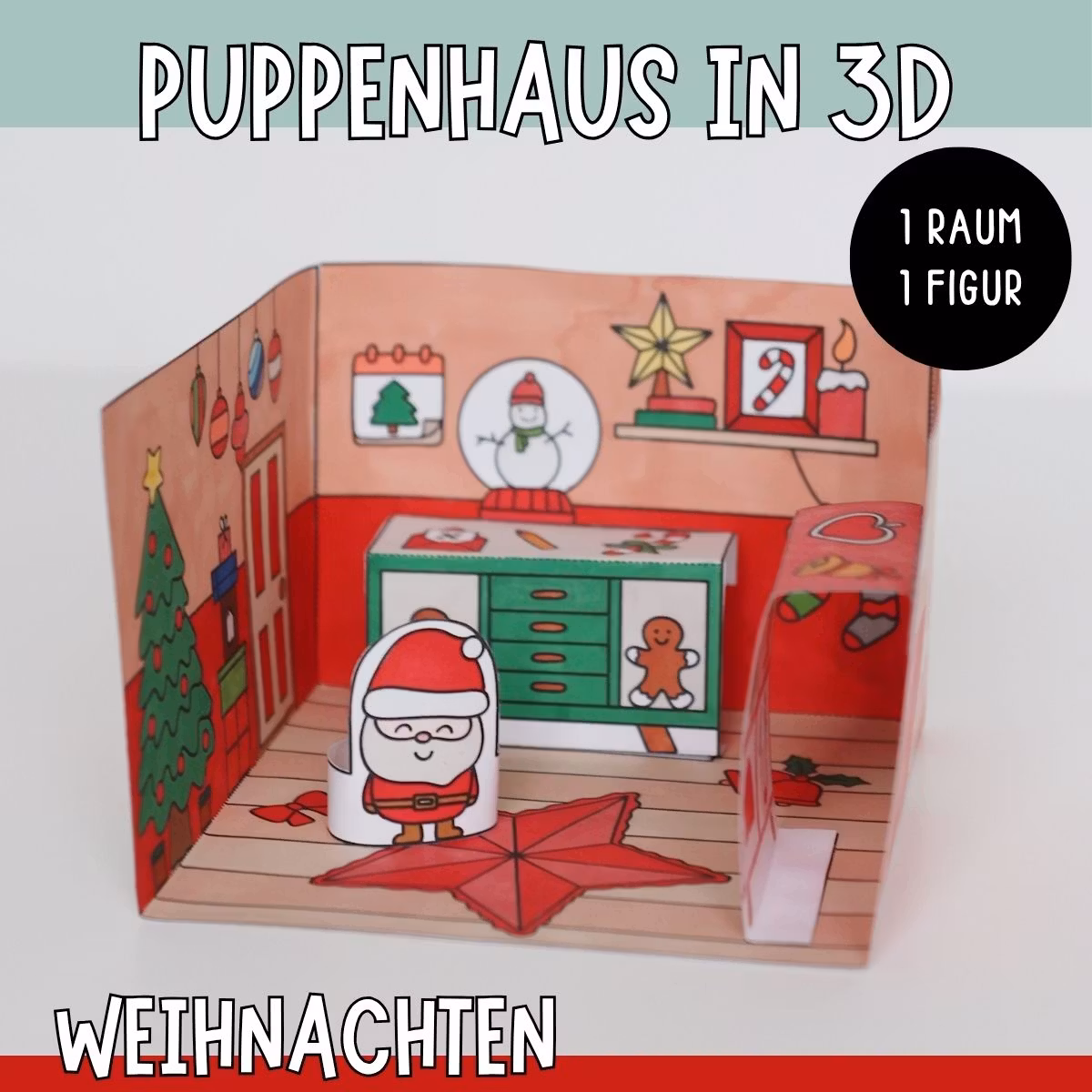 3D-Puppenhaus zum Basteln: Weihnachten