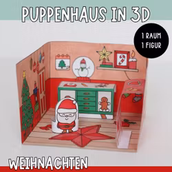 3D-Puppenhaus zum Basteln: Weihnachten