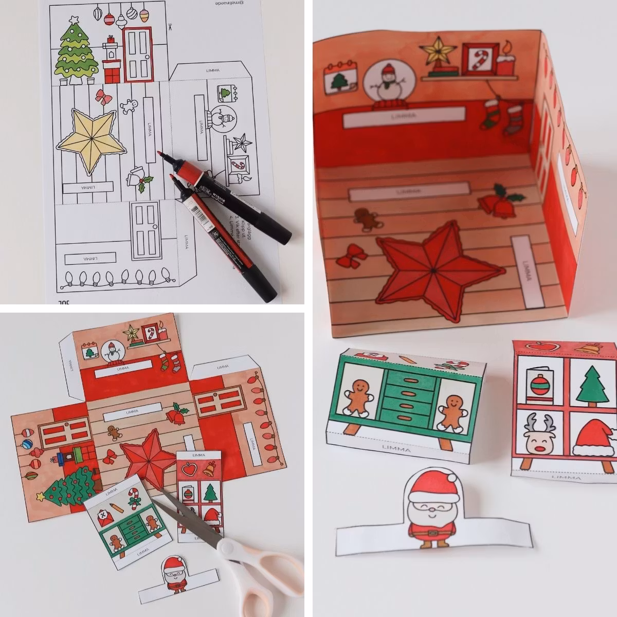 3D-Puppenhaus zum Basteln: Weihnachten