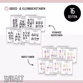 Bügelperlen-Vorlagen - Alphabet A-Z & ÄÖÜ ß