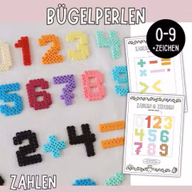 Bügelperlen-Vorlagen - Zahlen 0-9 & Zeichen