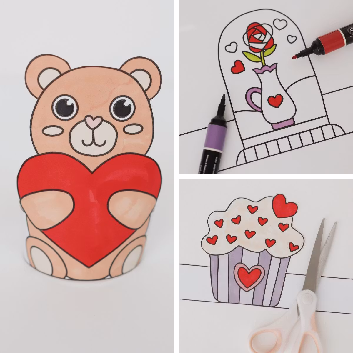 Valentinstagbasteln - Dekorationen zum Ausdrucken