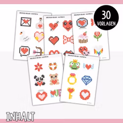 30 Perlenvorlagen - Valentinstag-Bügelperlen