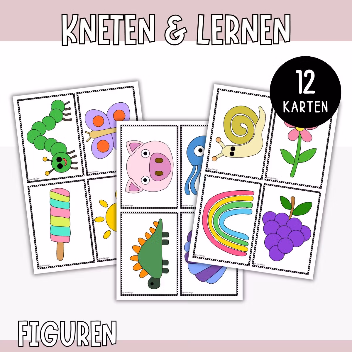 Karten mit Figuren für Knete