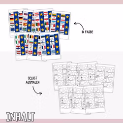 Paare finden mit Flaggen zum Ausdrucken – EU-Länder