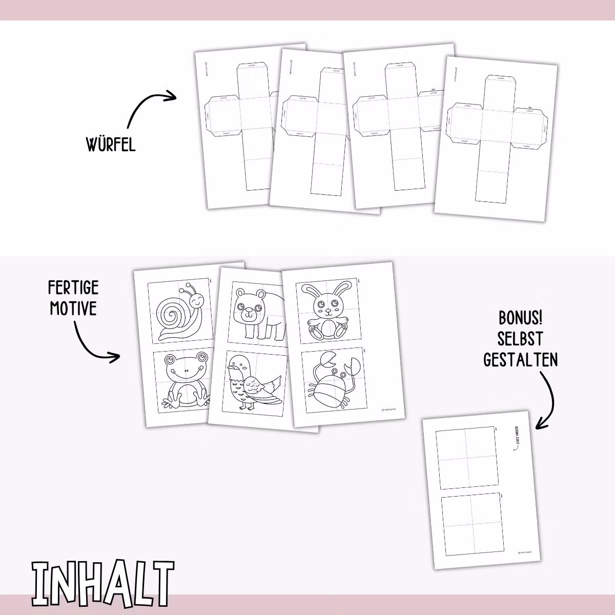 3D-Puzzle für Kinder (4 Würfel) - Tiere