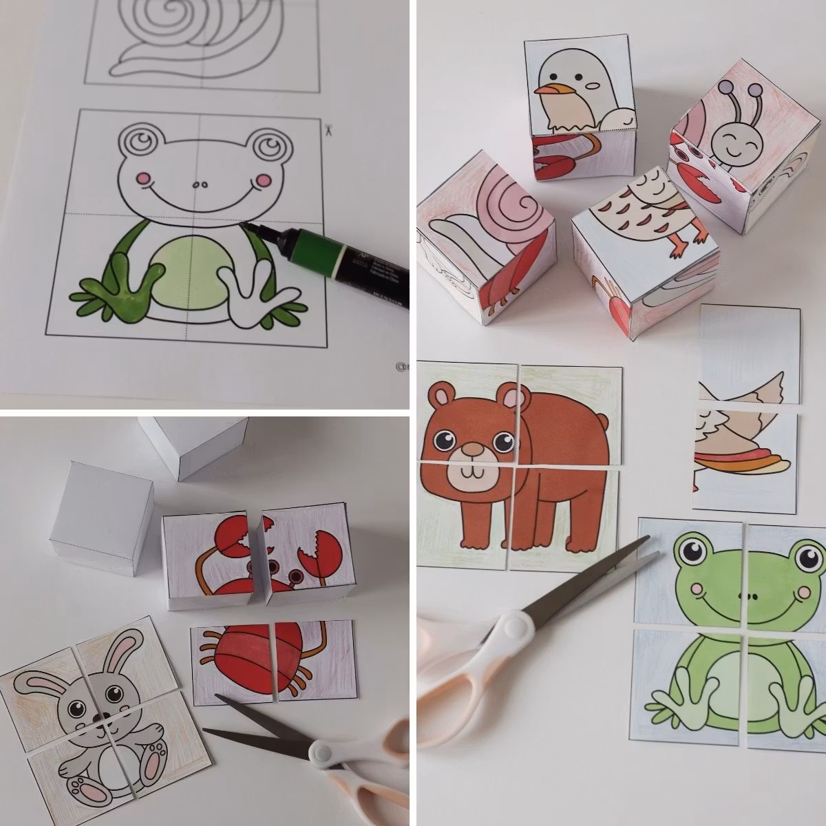 3D-Puzzle für Kinder (4 Würfel) - Tiere