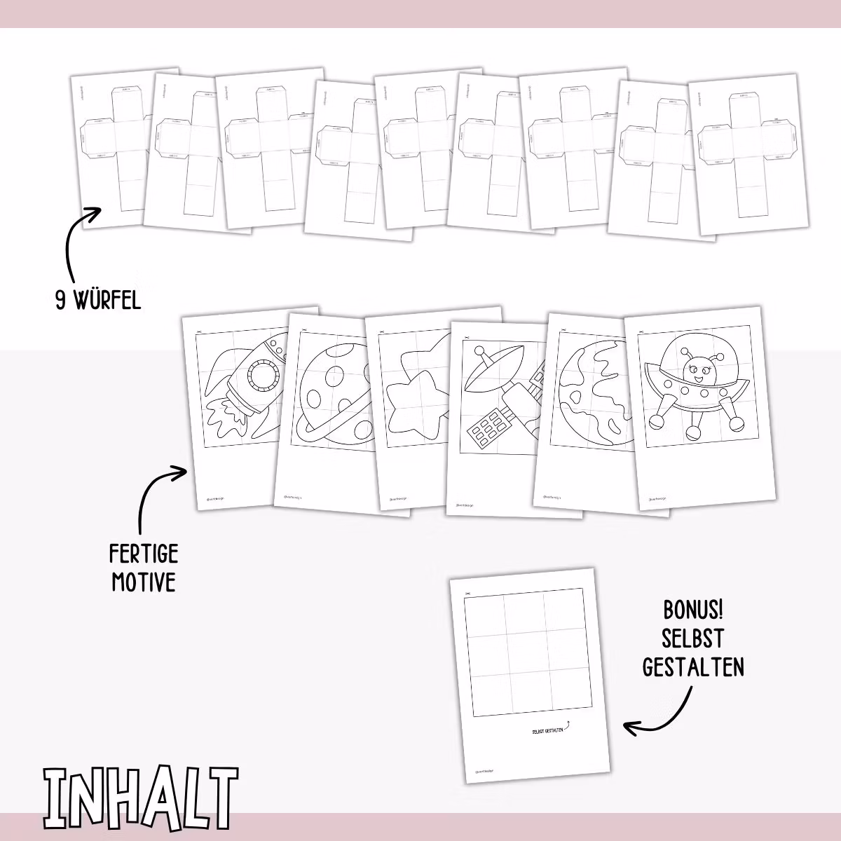 3D-Puzzle für Kinder (9 Würfel) - Weltraum