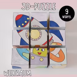 3D-Puzzle für Kinder (9 Würfel) - Weltraum