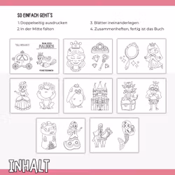 Prinzessinnen-Malbuch - 16 Ausmalbilder zum Ausdrucken