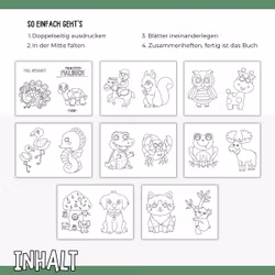 Tiere-Malbuch - 16 Ausmalbilder zum Ausdrucken