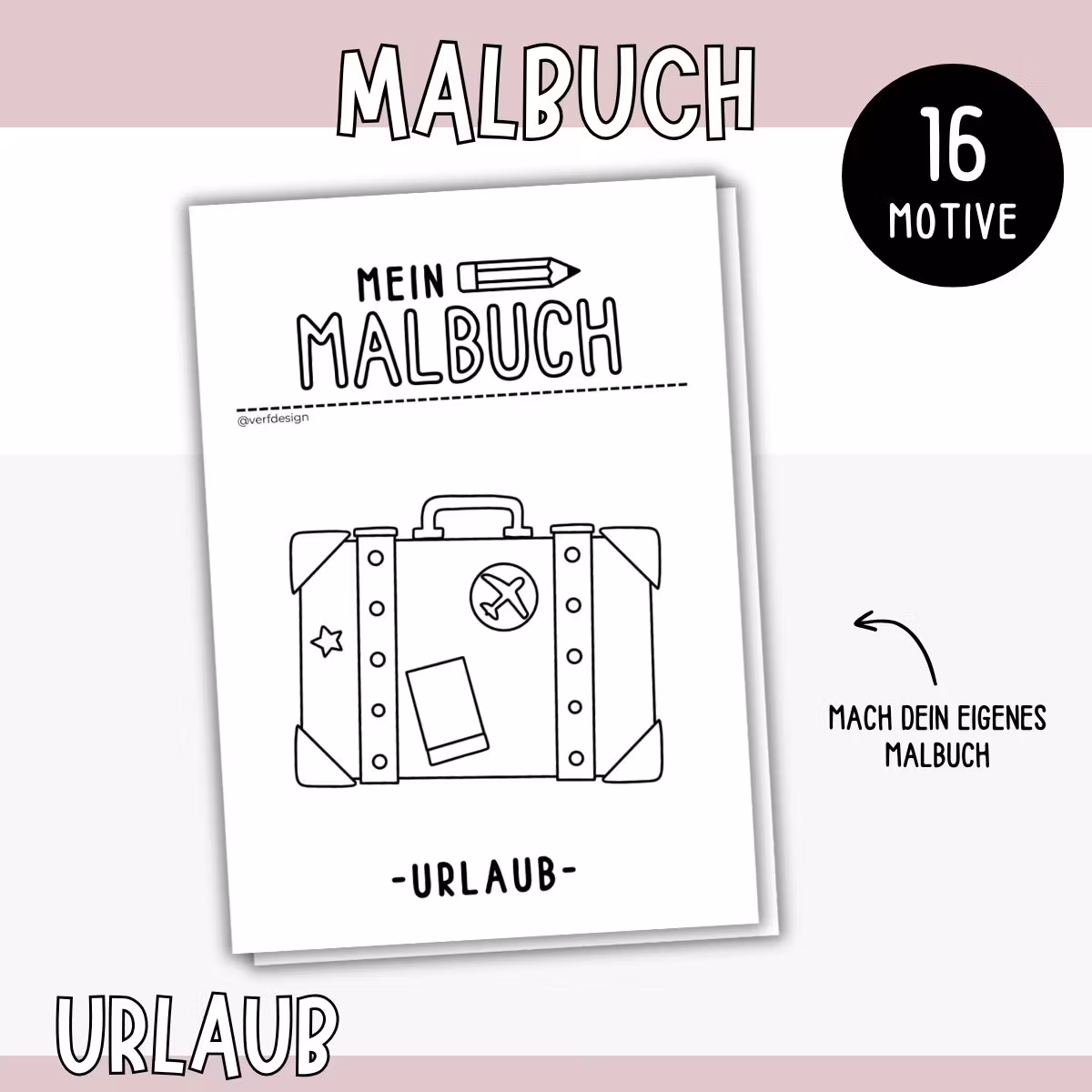 Urlaub-Malbuch - 16 Ausmalbilder zum Ausdrucken
