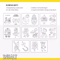 Sommer-Malbuch - 16 Ausmalbilder zum Ausdrucken